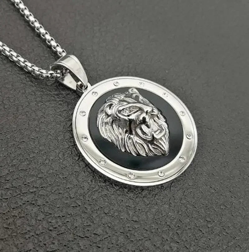 Domineering Ferocious Tiger Head Pendant Stainless Steel Animal Necklace Men's Punk Trend Cool Jewelry Boy Gift