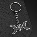 Viking Steel Ring Wiccan Triple Moon Goddess Key