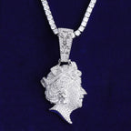 Bubble Letter Iced Out Queen Head Necklace Pendant  for Men Real Gold Plated 5A Cubic Zirconia Hip Hop Jewelry
