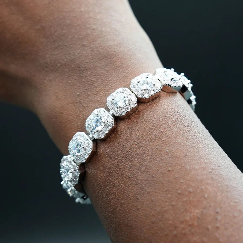 Valentine Day Cluster Tennis Bracelet Hip Hop Jewelry Sparkle 5A CZ Diamond 10/12mm Rock Sugar Tennis Bracelet Gift