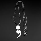 Inspirational Semicolon Pendant Necklace Stainless Steel Mental Health Support Jewelry Gift For Anxiety Depression Recovery