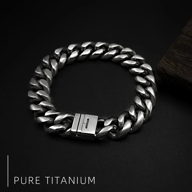 Ultra Light 14mm TA1 Bracelet for Fashion Men Anti-Allergy Titanium Curb Cuban Link Chain Necklaces Bracelets