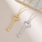 My Shape Saint Benedict Key Necklace for Women Men St. Benedict Key Shape Medal Pendants Chain Stainless Steel Religious Jewelry