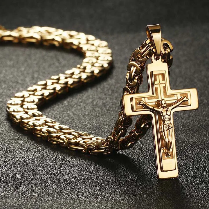 Jesus Crucifix Cross Pendant Necklace — Stainless Steel
