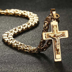 Jesus Crucifix Cross Pendant Necklace — Stainless Steel