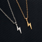 Stainless Steel Metal Lightning Shaped Pendant Necklace For Women Men Minimalist Geometric Lightning Clavicle Chain Jewelry Gift