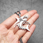 Great White Shark Hollow Men Necklaces Stainless Steel Pendant Sweater Chain Women Punk Fashion Jewelry Accessories