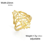 Hollow Geometric Animal Head Adjustable Ring — Stainless Steel