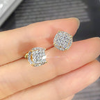 Iced Out Thread Stud Earrings — Gold