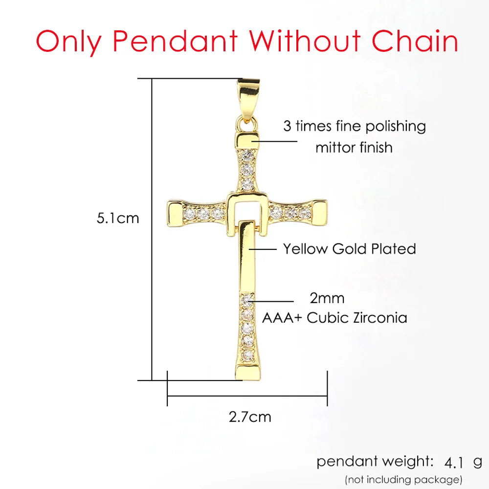 Cross Pendant Rope Chain Necklace Stainless Steel