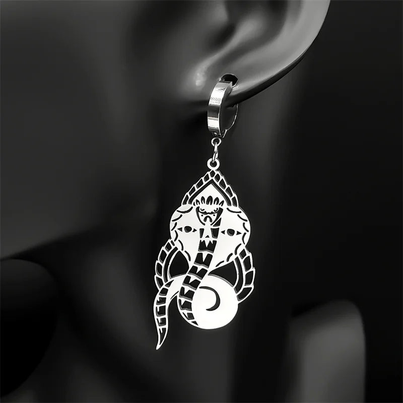 Snake Egyptian Steel Earrings Dark Cobra Gothic