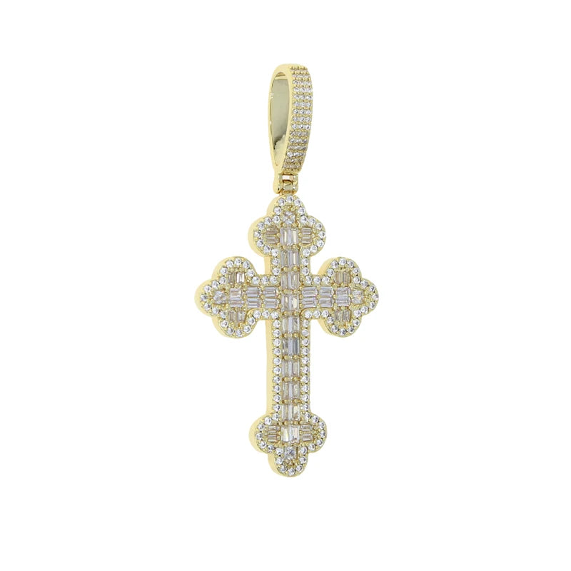 Men Women Hip Hop Cross Pendant Necklace Full Paved Sparking Cubic Zircon Rope Chain Iced Out Bling CZ Jewelry Fashion Gift