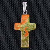 Tiny Natural Stone Turquoise Opal Cross Pendant Necklace With Stones Women Leahter Chain Choker Female Jewelry Party Girls Gift