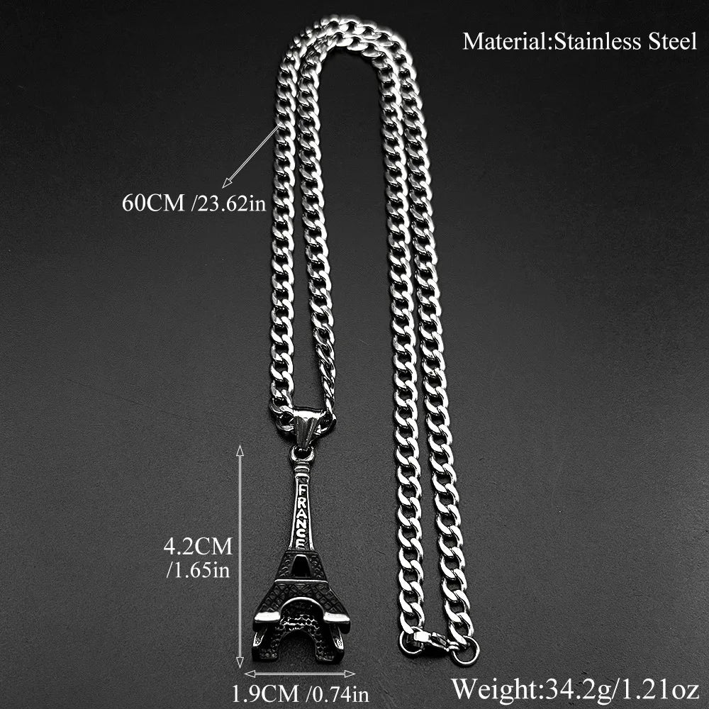 Steel Pendant 316L Paris Eiffel Tower Street