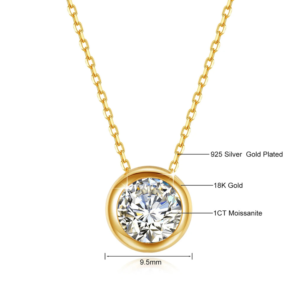 AU750 Real 18K Gold Moissanite Diamond Necklace Fine Jewelry For Woman Wedding Proposal Gift Present