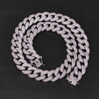 Gold Cuban Chain Necklace Iced Out 18MM 3-Row