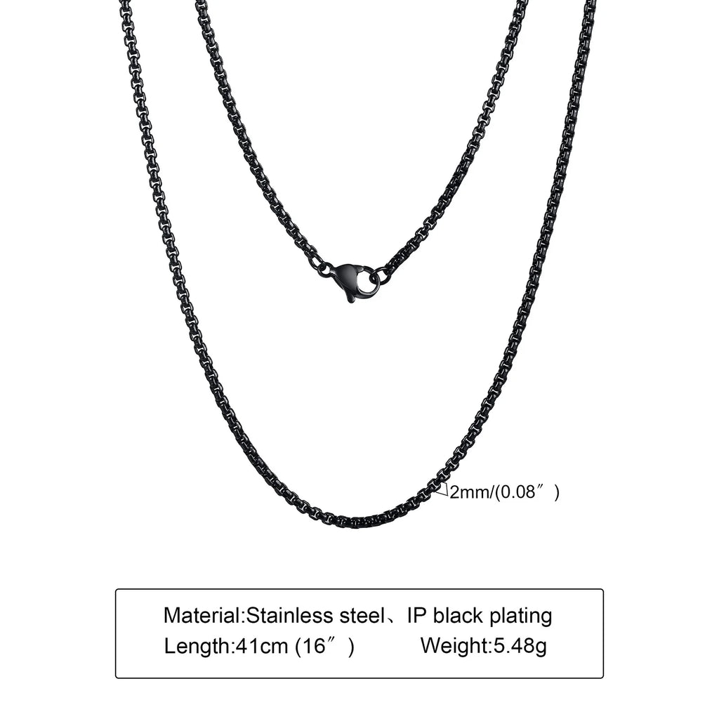 Two-Tone Round Box Chain Necklace — Stainless Steel