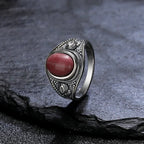 Sterling Silver 925 Vintage Rings Oval 8X10mm Rings Black Onyx Natural Fine Jewelry For Men Women Rhodochrosite Rings