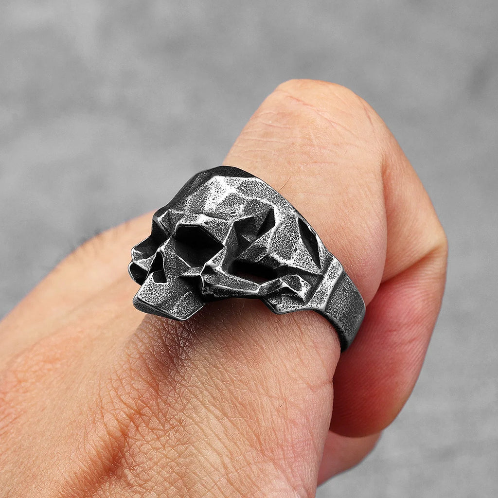 Geometric Skull Ring — Stainless Steel