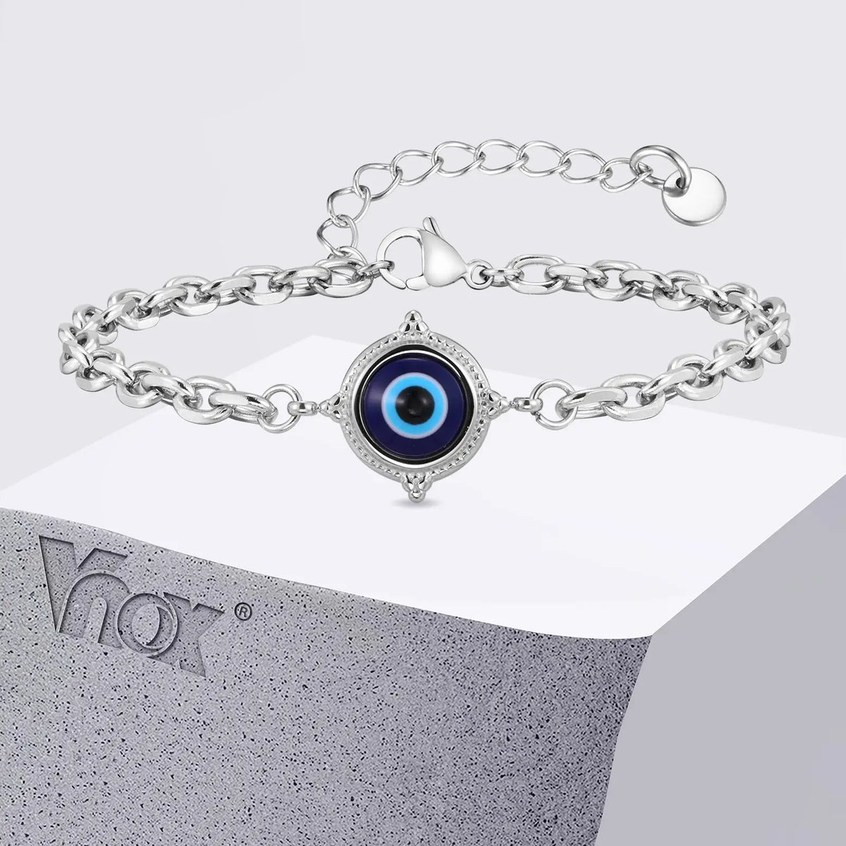 Turkish Evil Eye Beaded Bracelet for Men — Stainless Steel