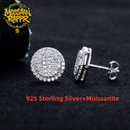 Iced Out Round Stud Earrings — 925 Silver
