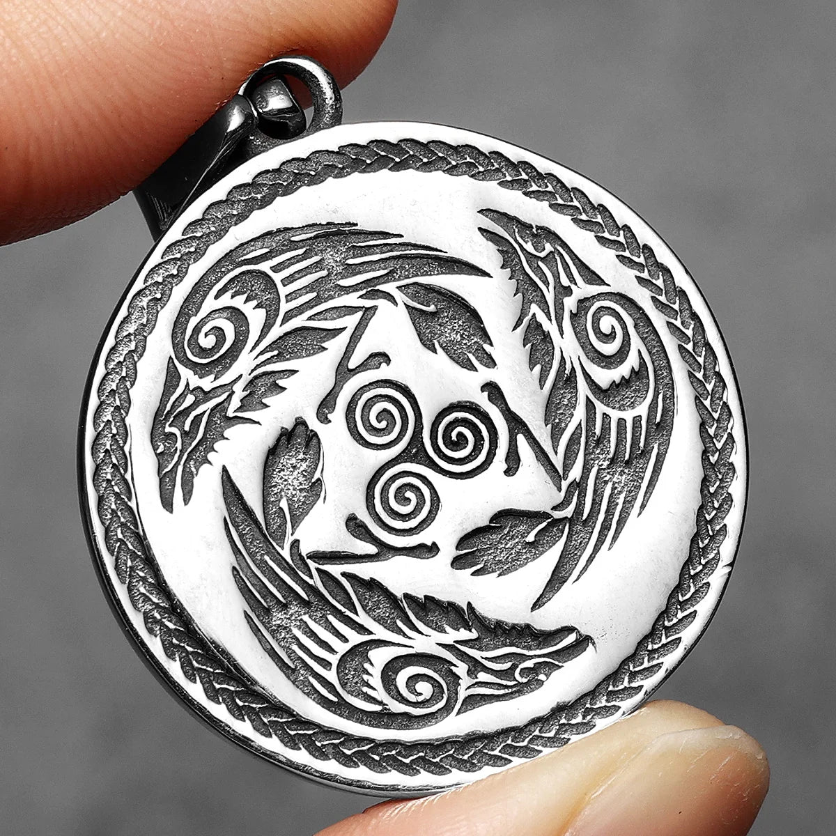 Viking Raven Wizard Pendant Necklace — Stainless Steel