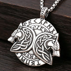 Stainless Steel Viking Fenrir Wolf Pendant Necklace Vintage Nordic Rune Men Jewelry Best Gift Wholesale Dropshipping
