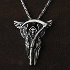 Gothic Grim Reaper Death Scythe Skull Necklace For Men Punk Biker Stainless Steel Chain Necklace Pendant Male Hip Hop