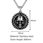 Viking Double-Sided Skull Pendant Necklace — Stainless