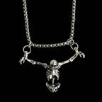 Halloween Punk Style Skull Necklace Retro Accessory Pendant Sweater Chain Halloween Gift Decorative Pendant