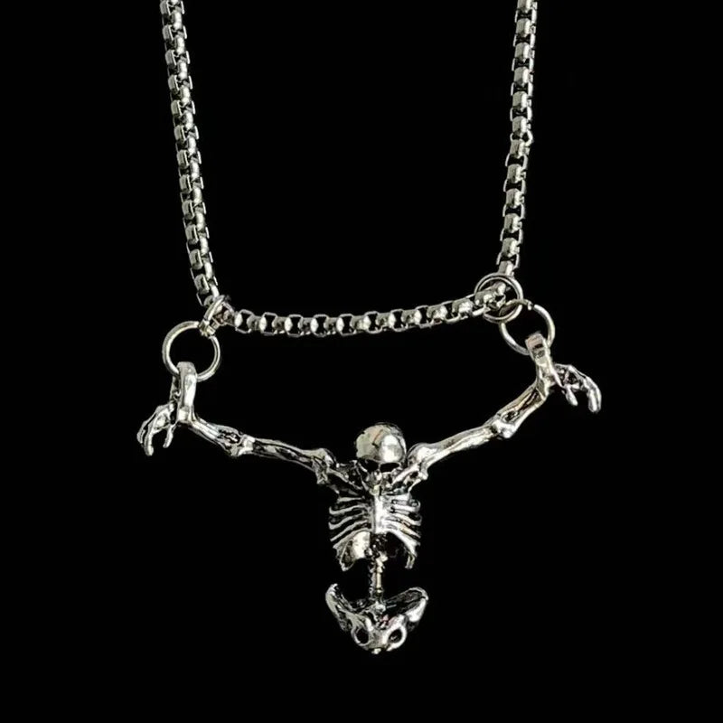 Halloween Punk Style Skull Necklace Retro Accessory Pendant Sweater Chain Halloween Gift Decorative Pendant