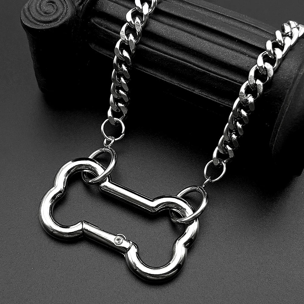 Y2K Dogs Bone Pendant Necklace Cool Accessories Cute Diy Chain For Women Girl Punk Korean Stainless Steel Male Party