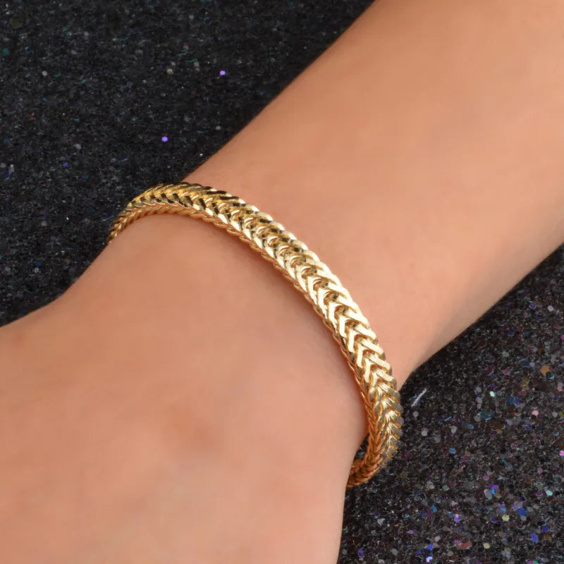 Classic Shiny Gold-Tone Snake Chain Bracelet — Daily Party Travel