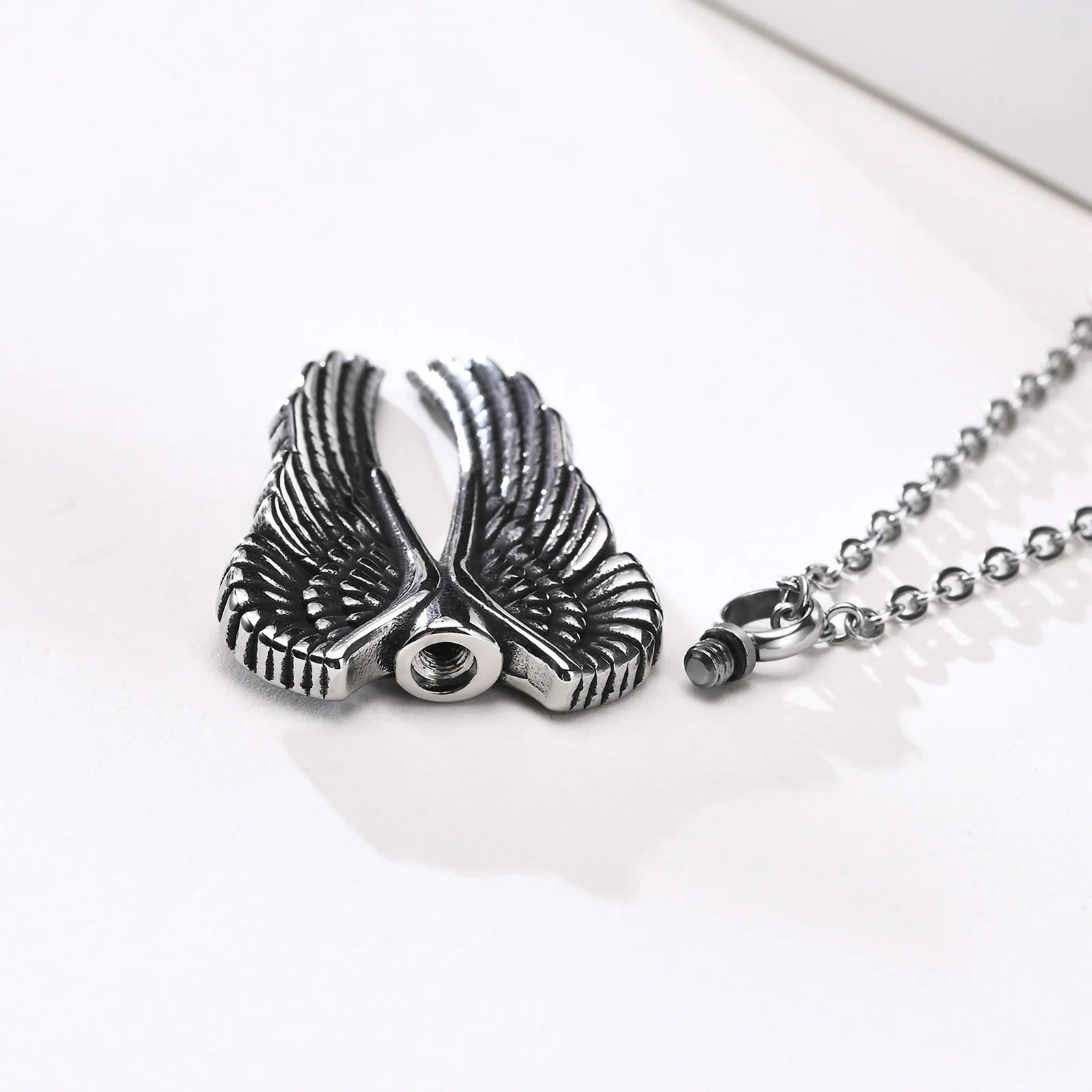 Angel Wing Urn Pendant — Stainless Steel