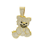 Men Women Hip Hop Bear Shape Pendant Necklace with 13mm Crystal Cuban Chain Iced Out Bling Bling Necklaces HipHop Punk