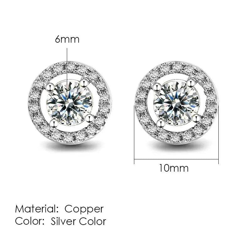 Iced Out Round Stud Earrings — Gold