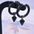 Spike Cone Drop Huggie Hoop Earrings for Men — Stainless Steel