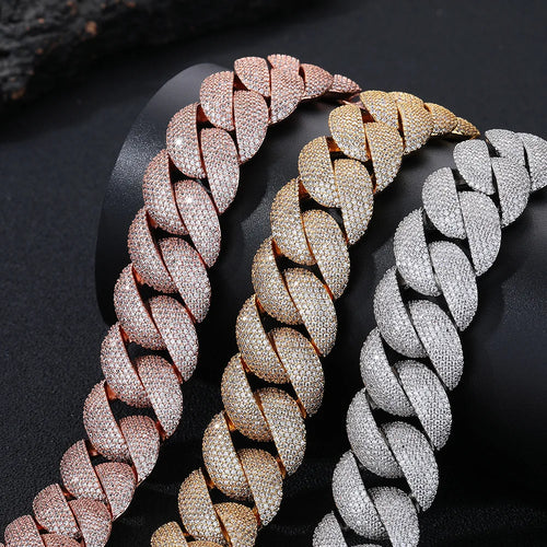 22mm Iced Out Cuban Chain Necklace — Two-Tone