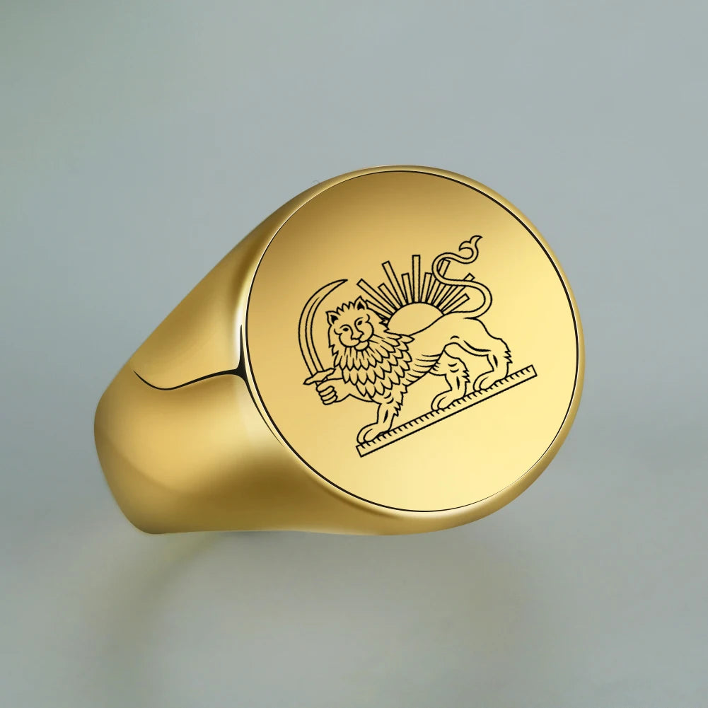 Iran Lion and Sun Finger Ring Stainless Steel Custom Ring for Men Women Laser Engraving Rings Persian Souvenir Series