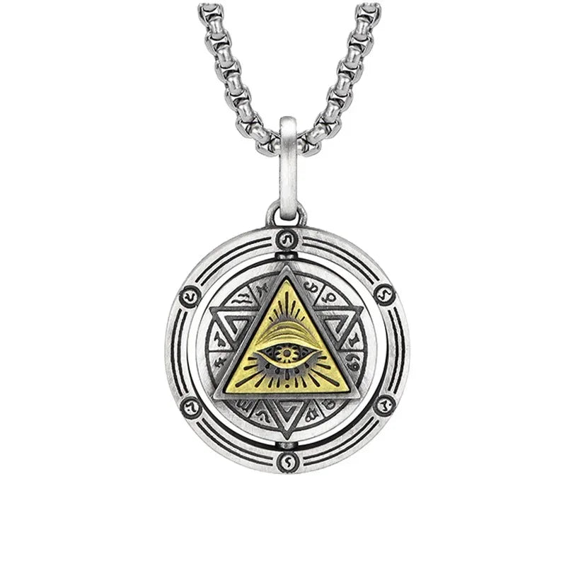 Eye of Horus, Eye of God Necklace, Rotatable Evil Eye Pendant, Men's Trendy Retro Weird Egyptian Amulet Jewelry