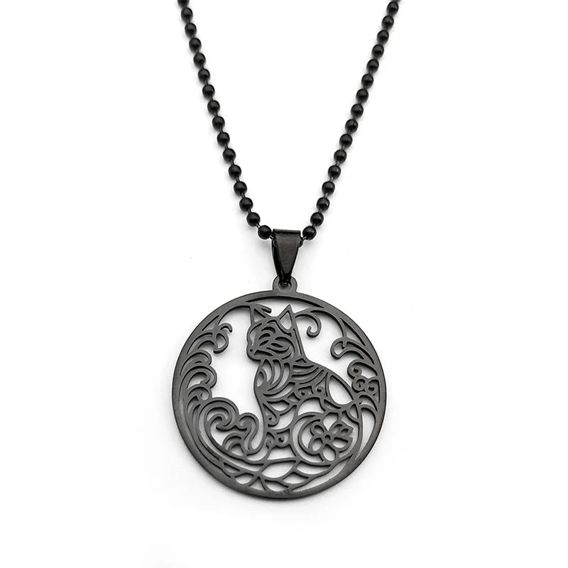 Cat Gold Pendant Car Hollow Flower
