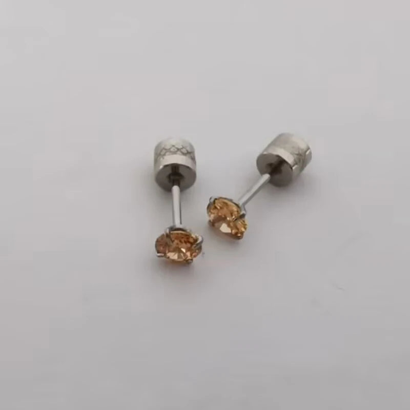 Double Side Zircon Stud Earrings — Stainless Steel