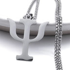Greek Letter Silver Pendant Necklace — Stainless Steel