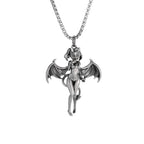 Vintage Punk Mythology Style Metal Sexy Angel Goddess Pendant Necklace for Men Women Classic Mysterious Souvenir Jewelry