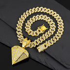 Iced Out Tapered CZ Cuban Chain Necklace — Zinc Alloy