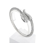 Vintage Nordic Viking Stainless Steel Snake Head Bracelet For Men Boys Rock Hip Hop Animal Bracelets Punk Charm Fashion