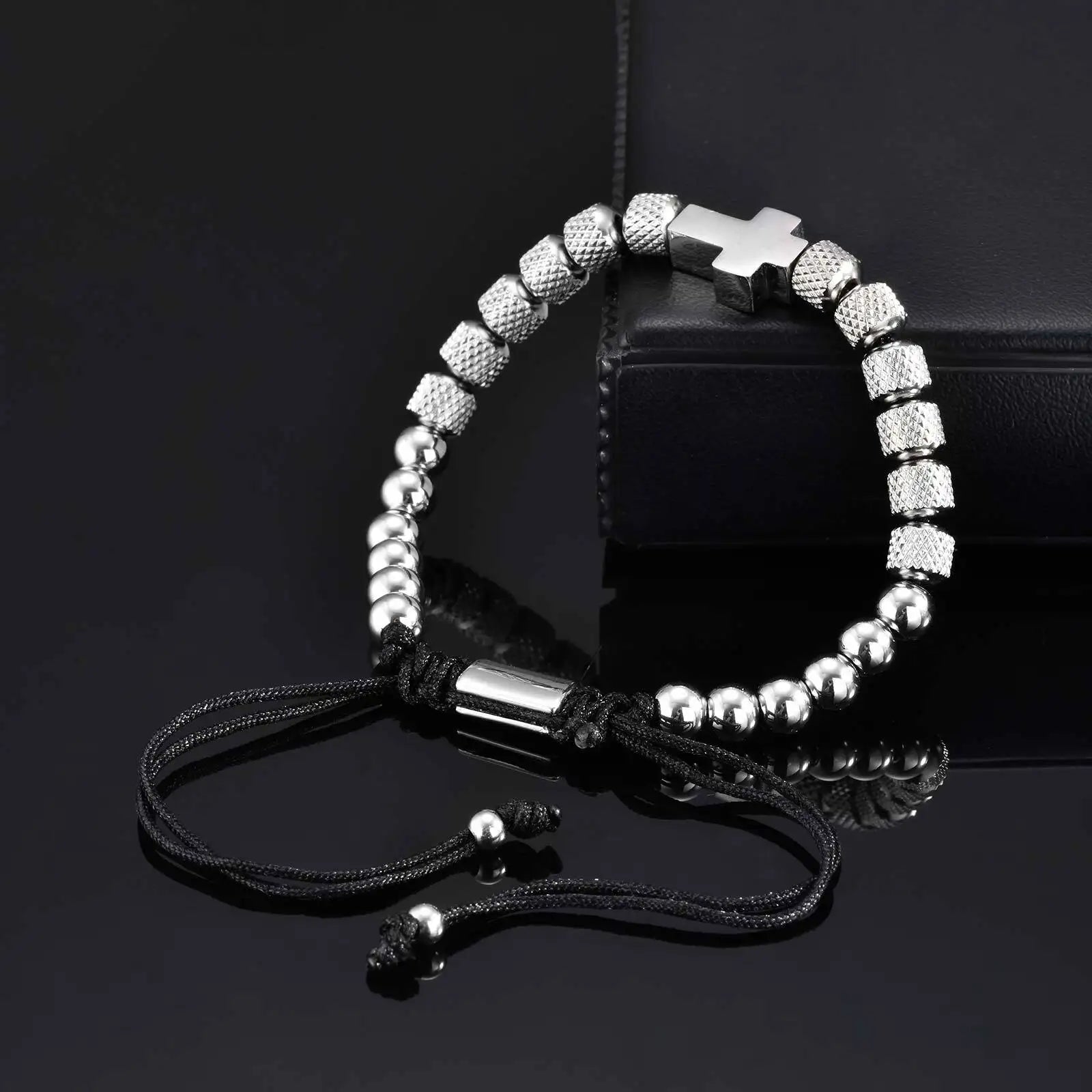 Cross Pineapple Bead Bracelet — Stainless Steel