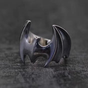 Gothic Bat Statement Ring — Silver-Tone