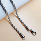Silver Color 3mm Stainless Steel Necklace Men Twist Chain Basic Chain Hip Hop Jewelry Trend Accessories