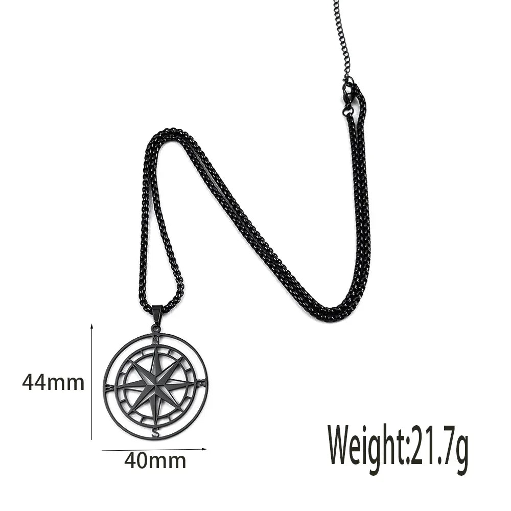 Viking Compass Anchor Pendant Necklace — Gold